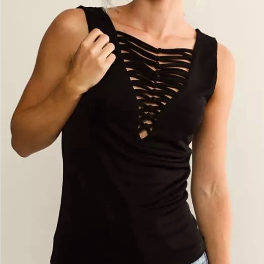 BKE Juniors Women’s Black Strappy Tank Top NWT Large